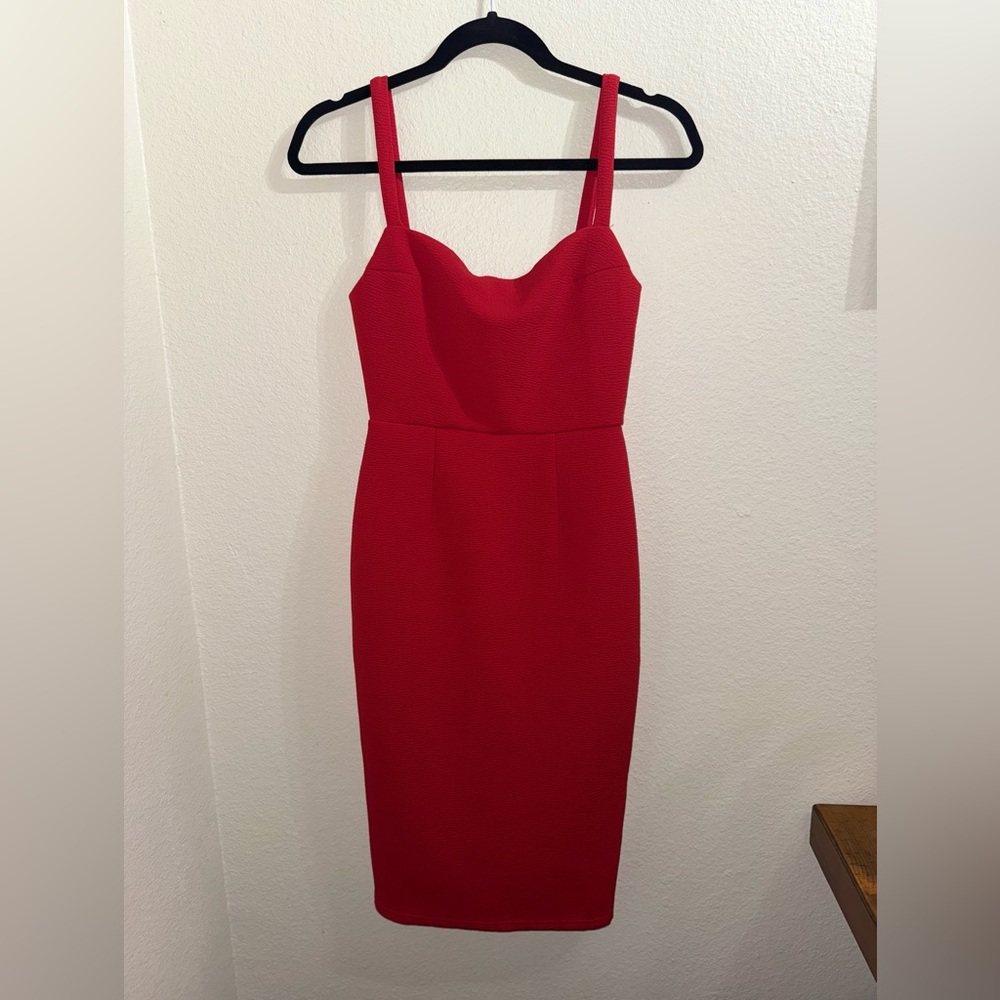 Hello Molly Valentines Vibrant‎ Red Midi Dress- Size Small